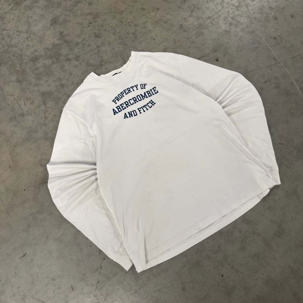 Abercrombie & Fitch Long Sleeve Graphic T-Shirt Size L White Cotton